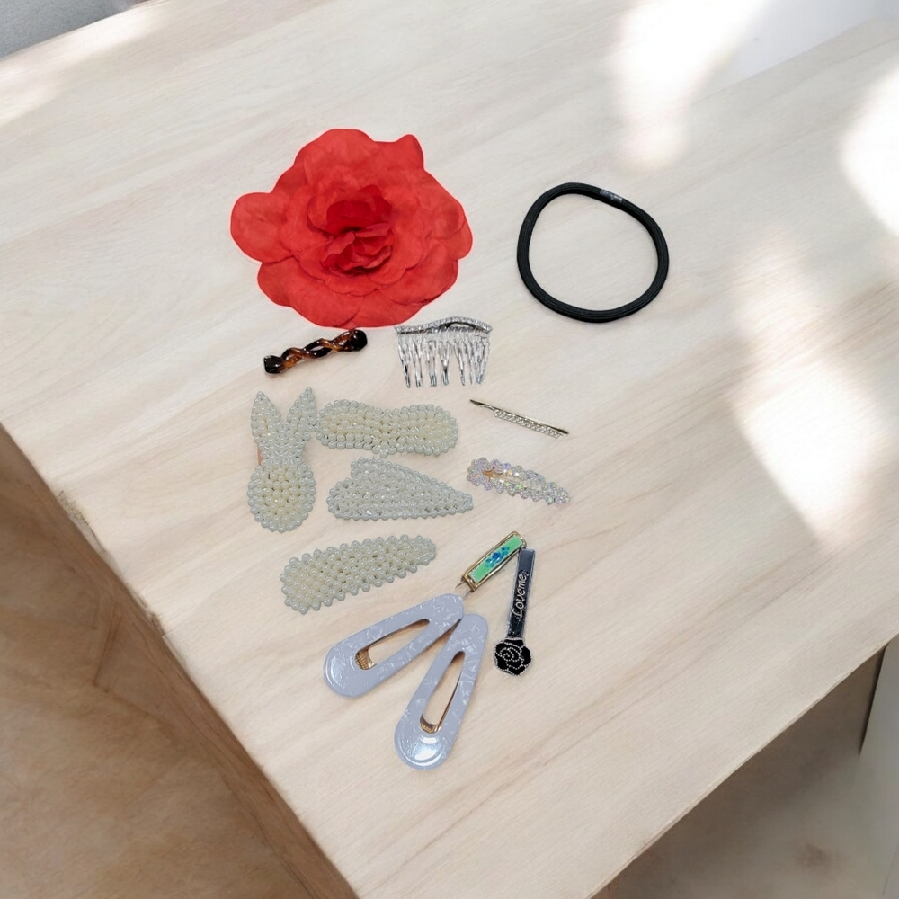 Bundle of Hair Ties and clips